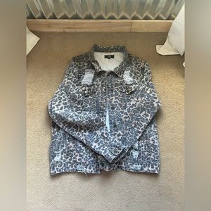 Women’s Distressed Leopard Denim Jacket